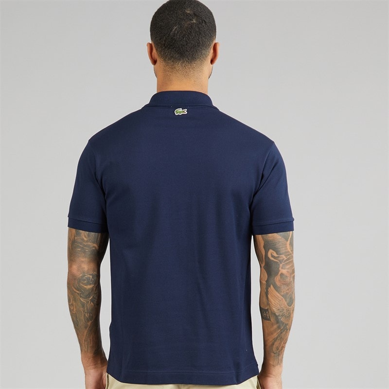 Lacoste Mens Classic Fit Signature Print Polo Midnight Blue - Image 2