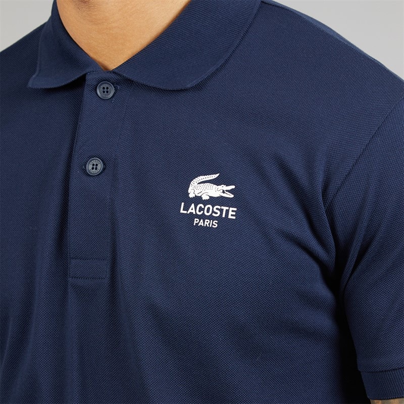 Lacoste Mens Classic Fit Signature Print Polo Midnight Blue - Image 3