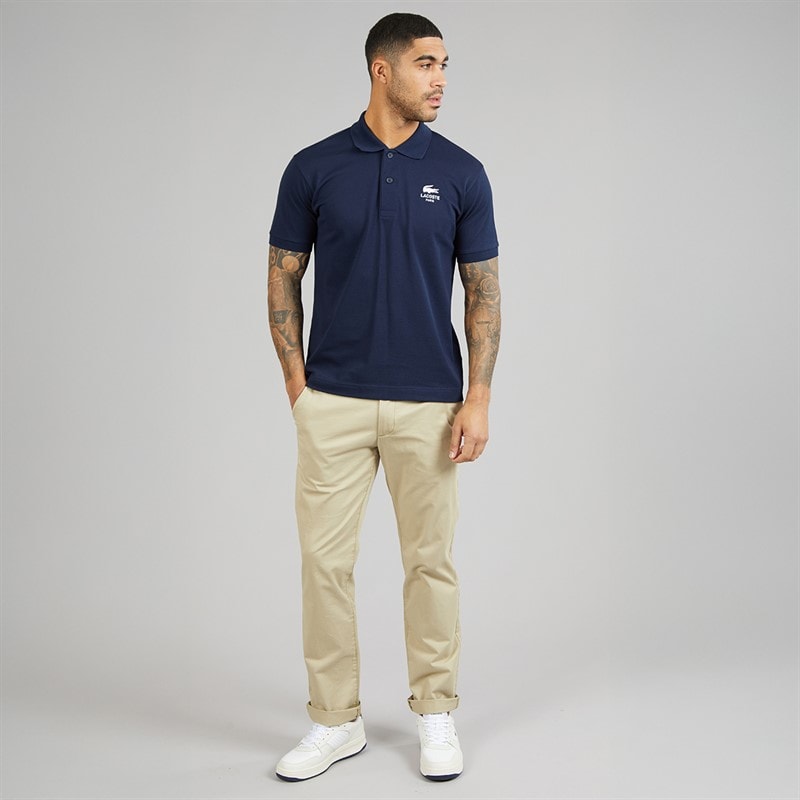 Lacoste Mens Classic Fit Signature Print Polo Midnight Blue - Image 4