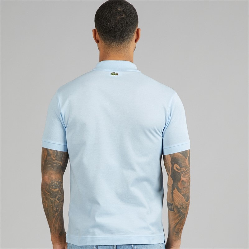 Lacoste Mens Classic Fit Signature Print Polo Shirt Light Blue - Image 2