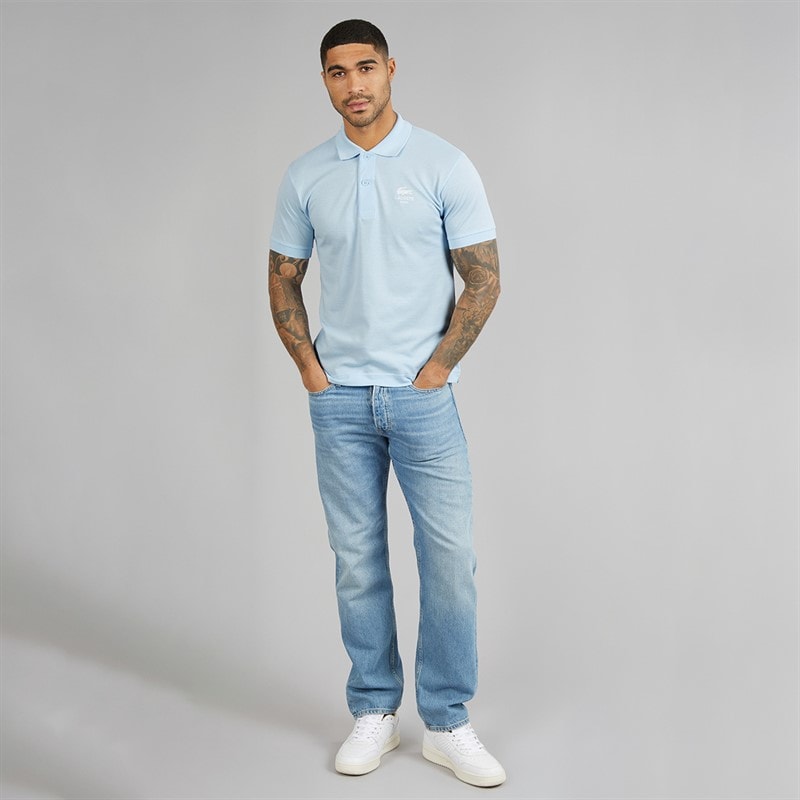 Lacoste Mens Classic Fit Signature Print Polo Shirt Light Blue - Image 4