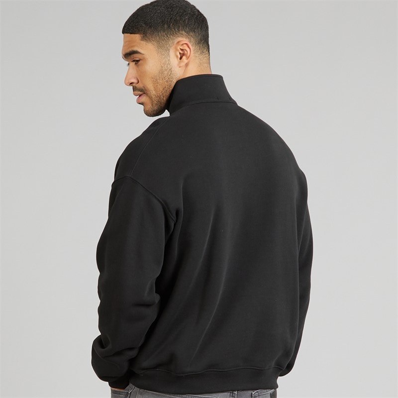 Lacoste Mens Loose Fit 1/4 Zip Badge Accent Sweatshirt Black - Image 2