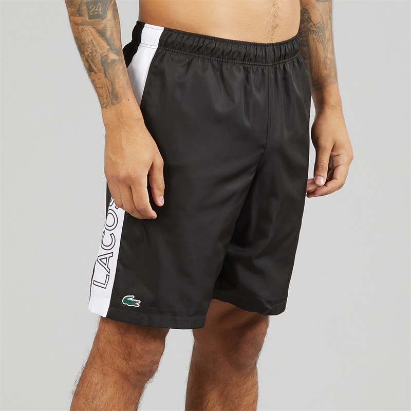 Lacoste Mens Colour Block Shorts Noir/Blanc - Image 3