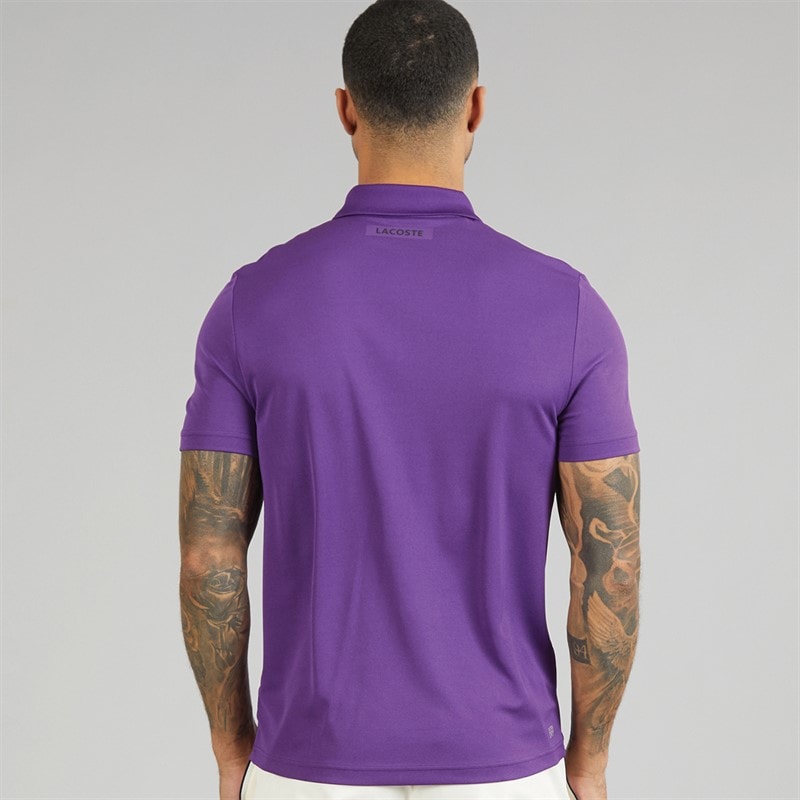 Lacoste Mens Printed Slim Fit Polo Shirt Purple - Image 2
