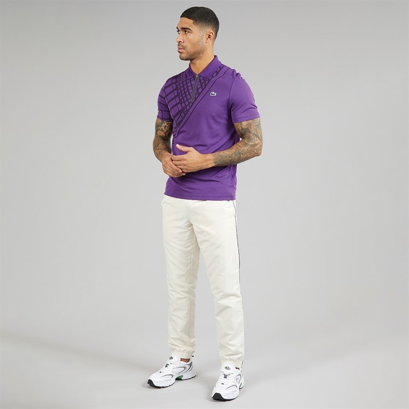 Lacoste Mens Printed Slim Fit Polo Shirt Purple - Image 4