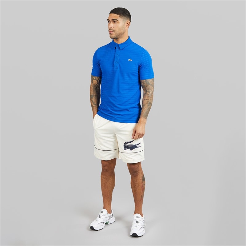 Lacoste Mens Textured Polo Shirt Blue - Image 4
