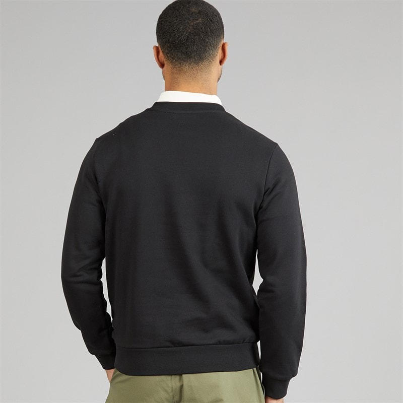 Lacoste Mens Colour Block Fleece Sweatshirt Black/White/Green - Image 2