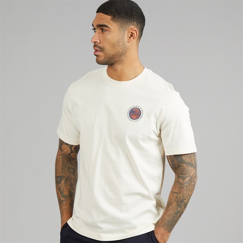 Lacoste Mens Multi Print Jersey T-Shirt Ecru White - Image 2