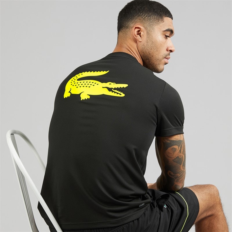 Lacoste Mens T-Shirt Black/Flashy Yellow - Image 1