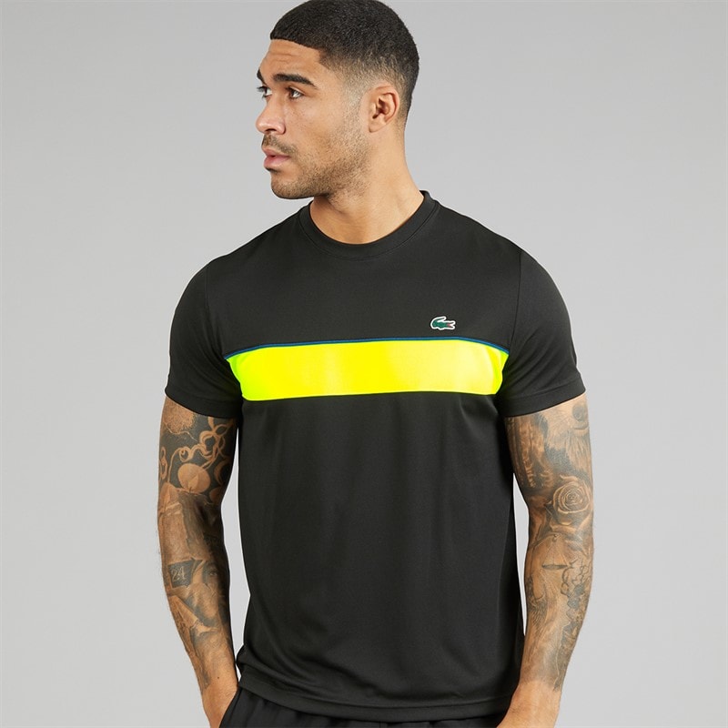 Lacoste Mens T-Shirt Black/Flashy Yellow - Image 2