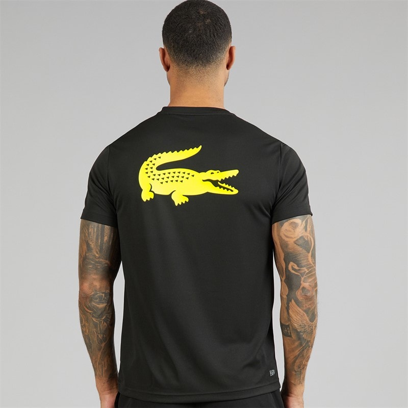 Lacoste Mens T-Shirt Black/Flashy Yellow - Image 3
