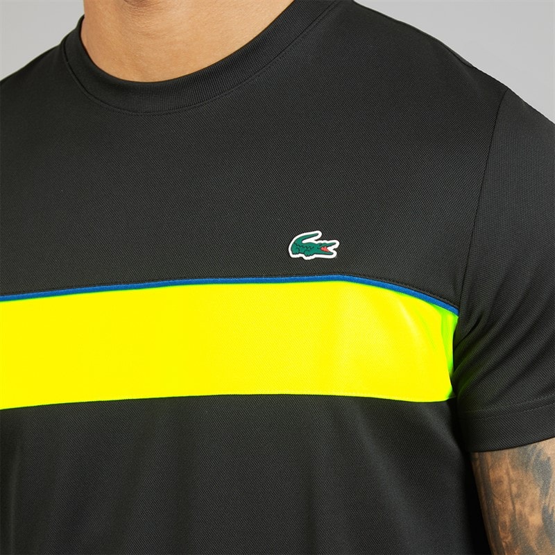 Lacoste Mens T-Shirt Black/Flashy Yellow - Image 5