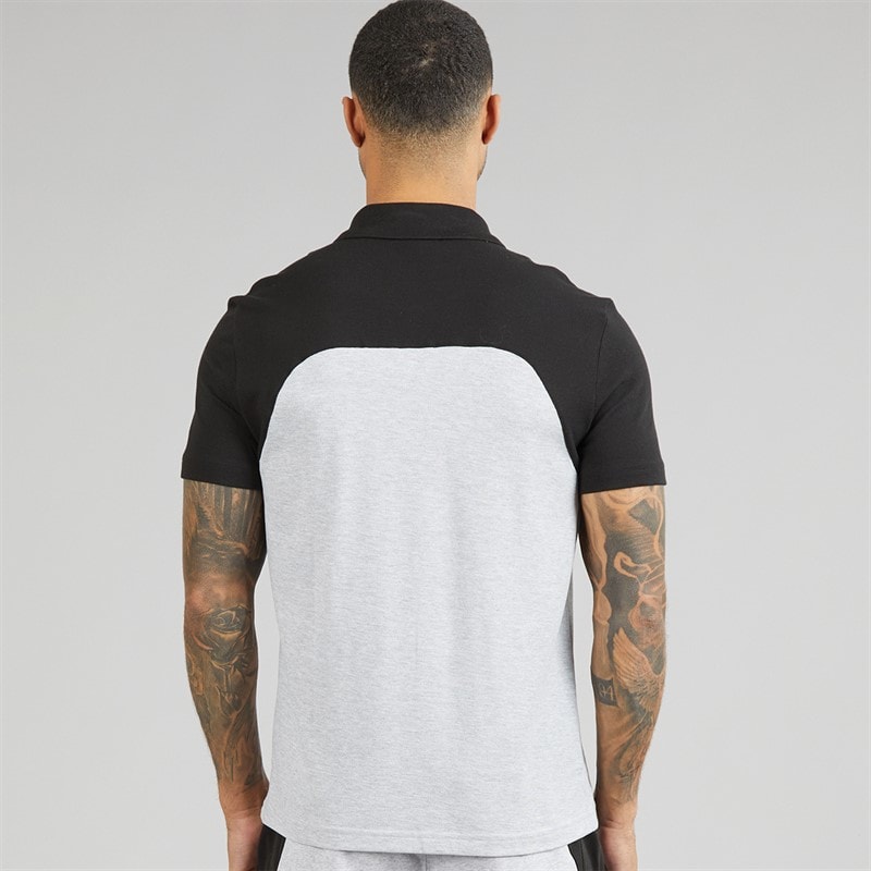Lacoste Mens Colour Block Polo Shirt Grey Chine/Black - Image 2