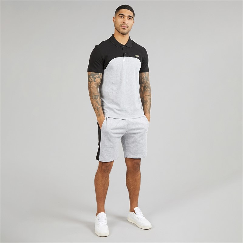 Lacoste Mens Colour Block Polo Shirt Grey Chine/Black - Image 4