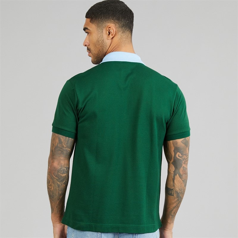 Lacoste Mens Classic Fit Contrast Collar Polo Shirt Green/Blue - Image 2