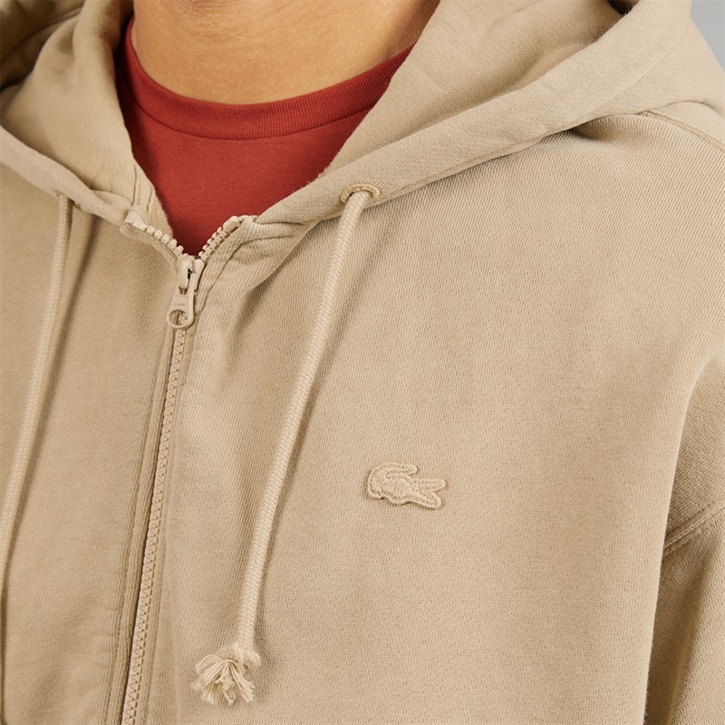 Lacoste Mens Zip Through Hoodie Beige - Image 3