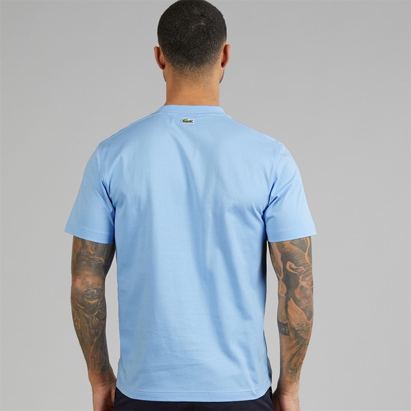 Lacoste Mens Signature Print T-Shirt Pale Blue - Image 2