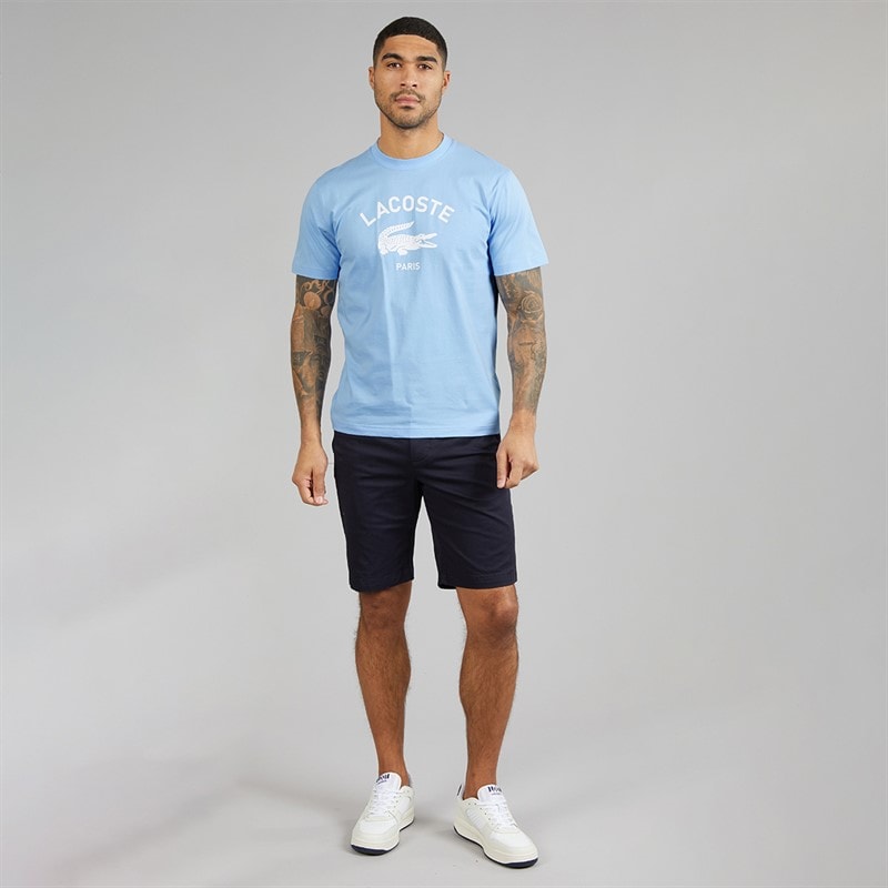 Lacoste Mens Signature Print T-Shirt Pale Blue - Image 4