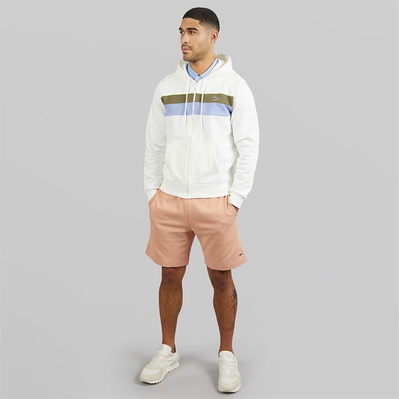 Lacoste Mens Zipped Colour Block Hoodie White/Khaki Green/Purple - Image 4