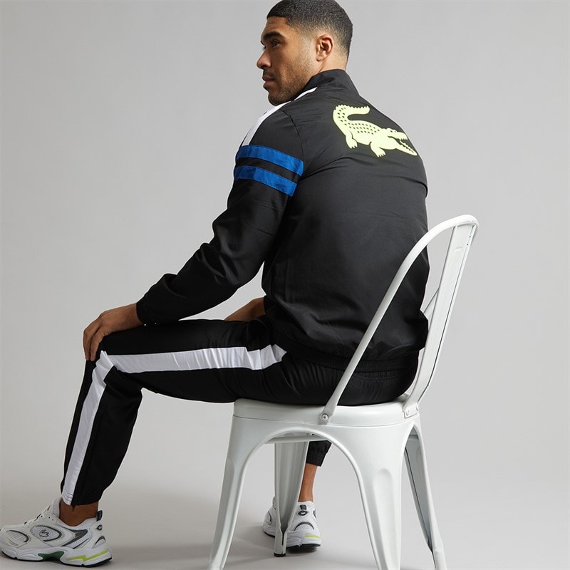 Lacoste Mens Printed Tracksuit Black/Blue/White