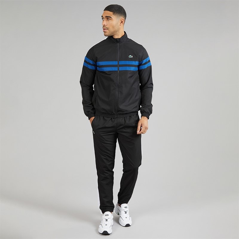 Lacoste Mens Printed Tracksuit Black/Blue/White - Image 4