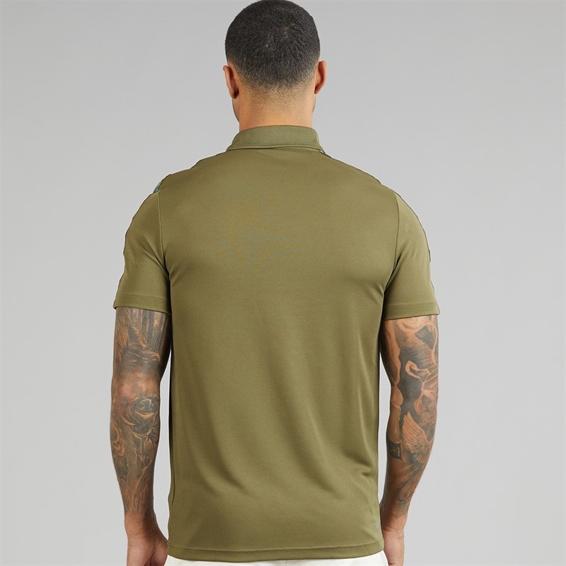 Lacoste Mens Branded Stripe Polo Shirt Khaki Green - Image 2
