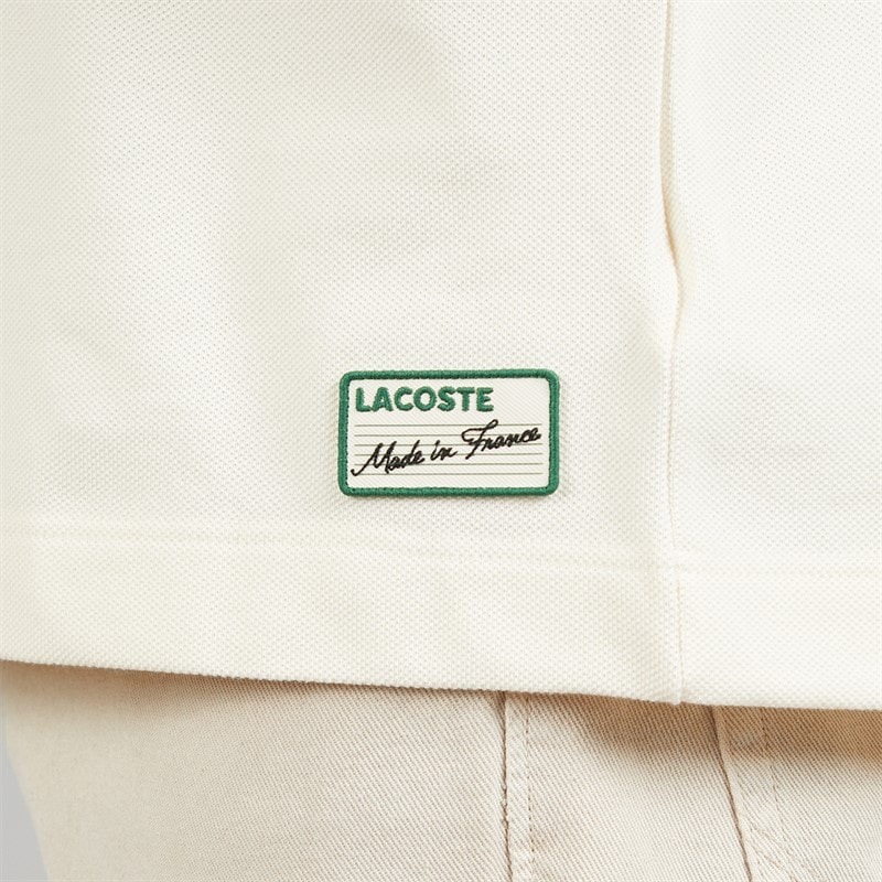 Lacoste Mens Classic Fit Stripe Collar Polo Shirt Ecru White - Image 5