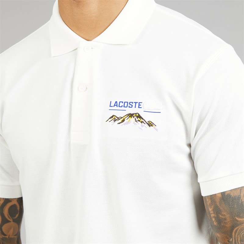 Lacoste Mens Classic Fit Embroidered Motif Polo Shirt White - Image 3