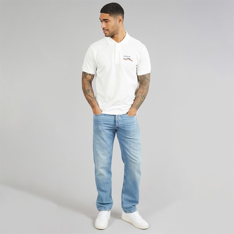 Lacoste Mens Classic Fit Embroidered Motif Polo Shirt White - Image 4