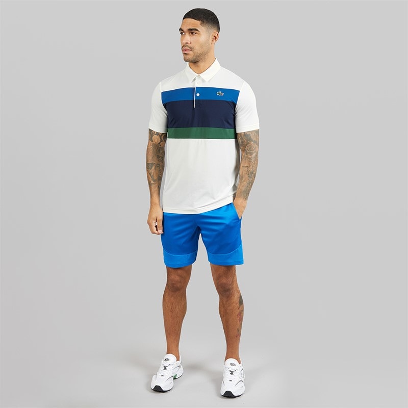 Lacoste Mens Regular Fit Colour Block Polo Shirt White/Navy Blue/Blue - Image 4