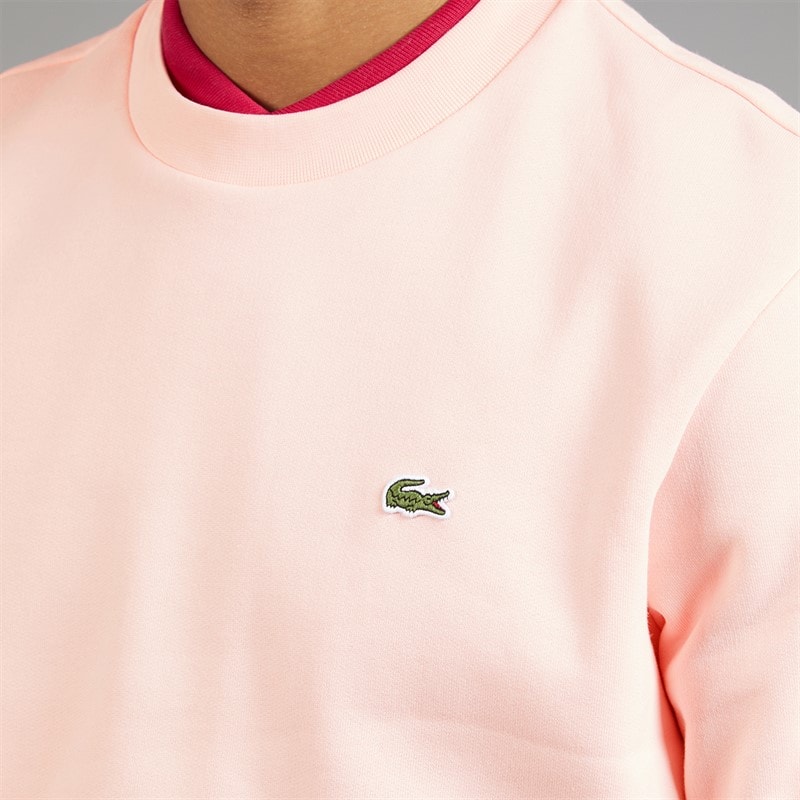 Lacoste Mens Fleece Crew Neck Sweatshirt Light Pink - Image 3