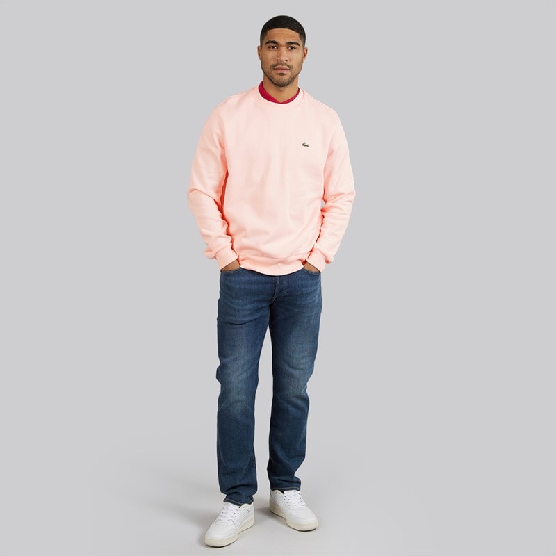 Lacoste Mens Fleece Crew Neck Sweatshirt Light Pink - Image 4