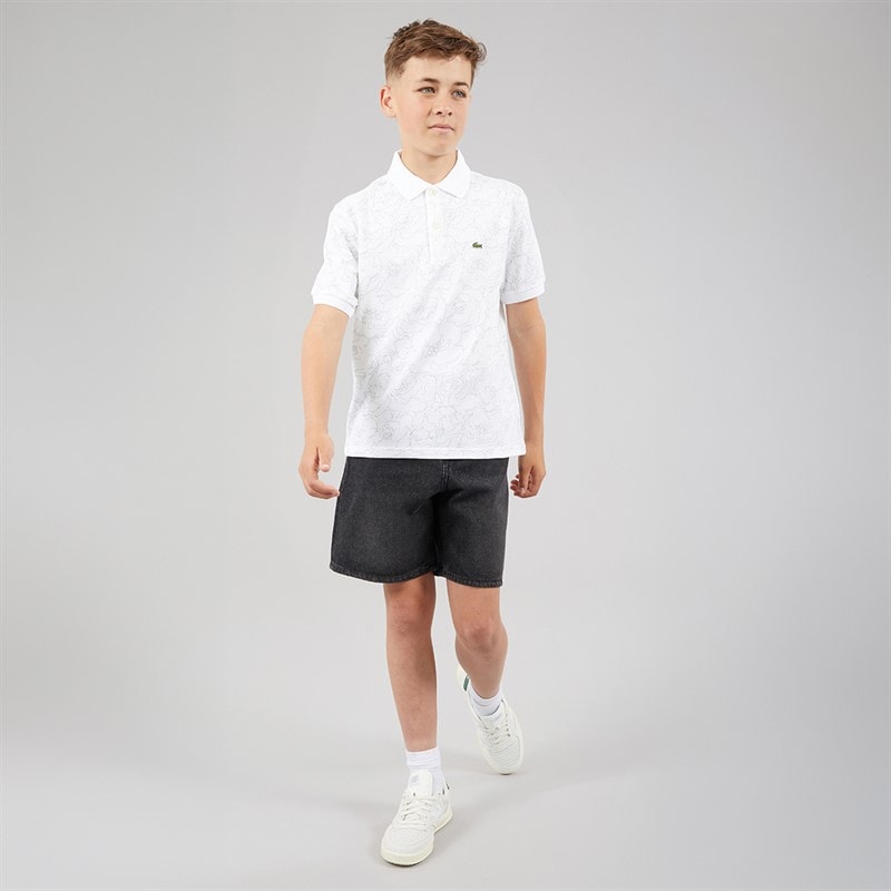 Lacoste Boys Polo Shirt Blanc/Multico - Image 4