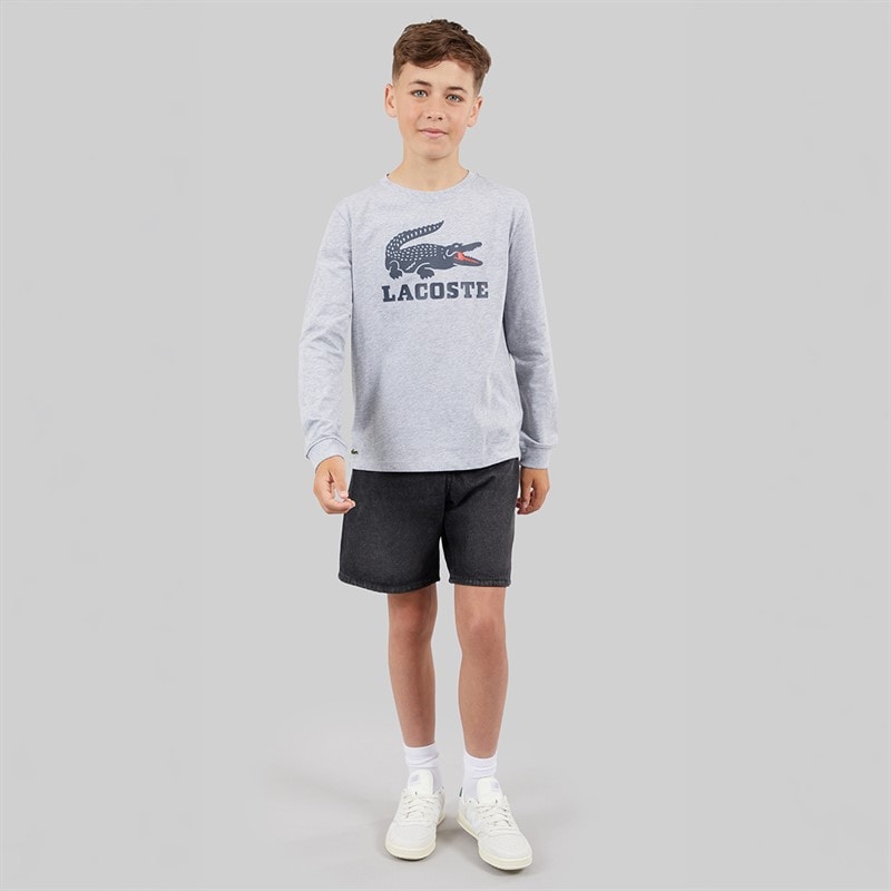 Lacoste Boys Long Sleeve T-Shirt Argent Chine - Image 3