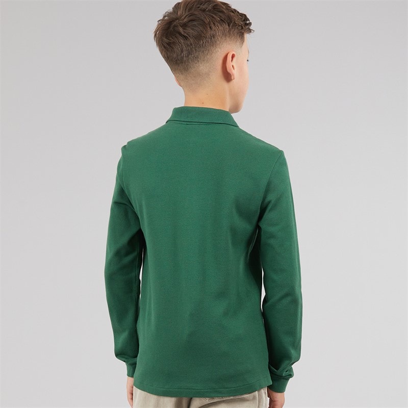 Lacoste Boys Long Sleeve Polo Shirt Vert - Image 2