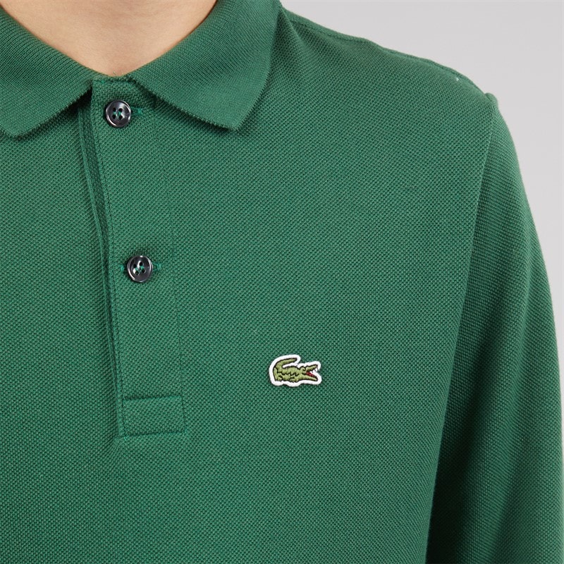Lacoste Boys Long Sleeve Polo Shirt Vert - Image 5