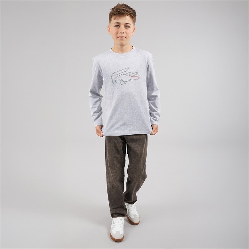 Lacoste Boys Long Sleeve T-Shirt Argent Chine - Image 4