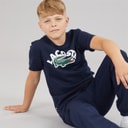 Lacoste Boys Wordmark Croc T-Shirt Marine
