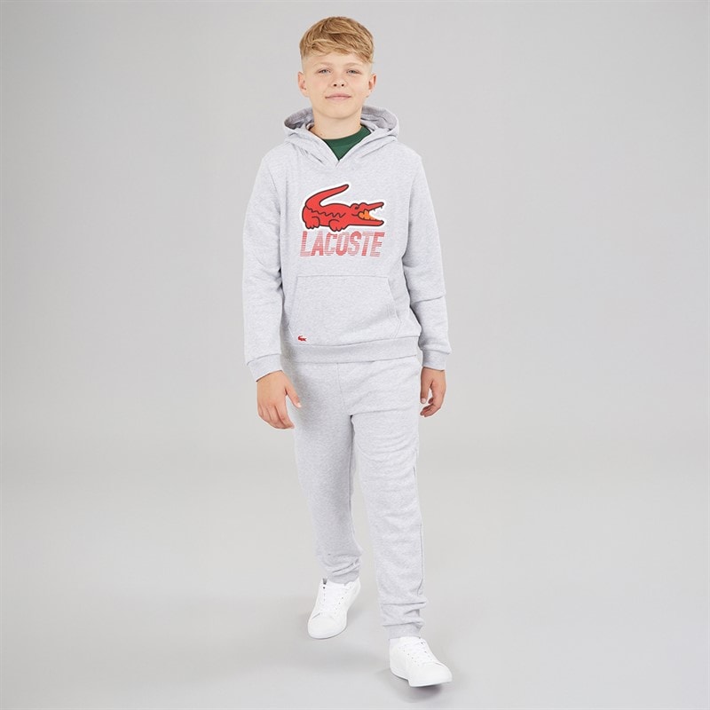 Lacoste Boys Motion Croc Hoodie Argent Chine Heather - Image 3