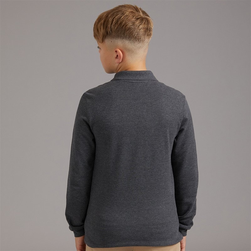 Lacoste Boys Long Sleeve Polo Shirt Bitume Chine Heather - Image 2