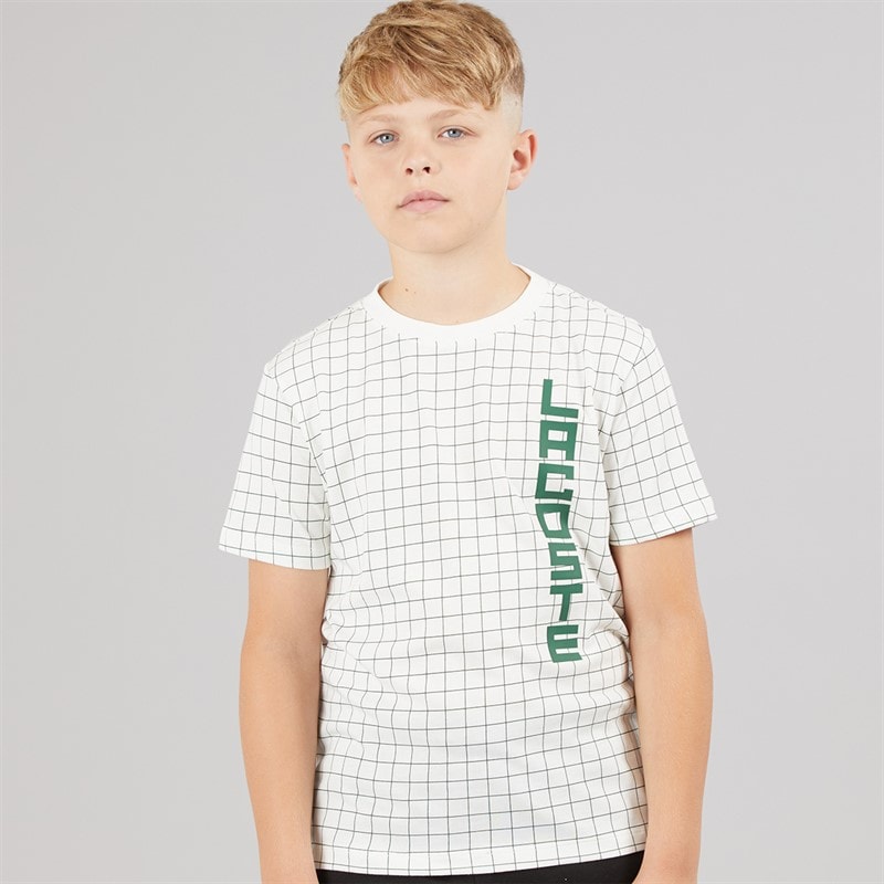Lacoste Boys Grid T-Shirt Farine