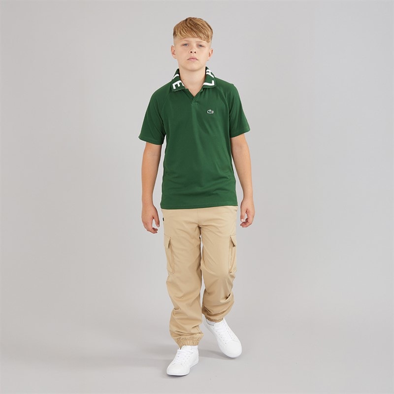 Lacoste Boys Jacquard Polo Shirt Vert - Image 3