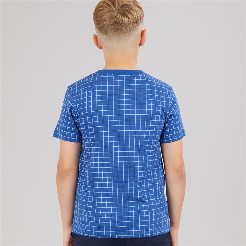 Lacoste Boys Grid T-Shirt Bleu France - Image 2