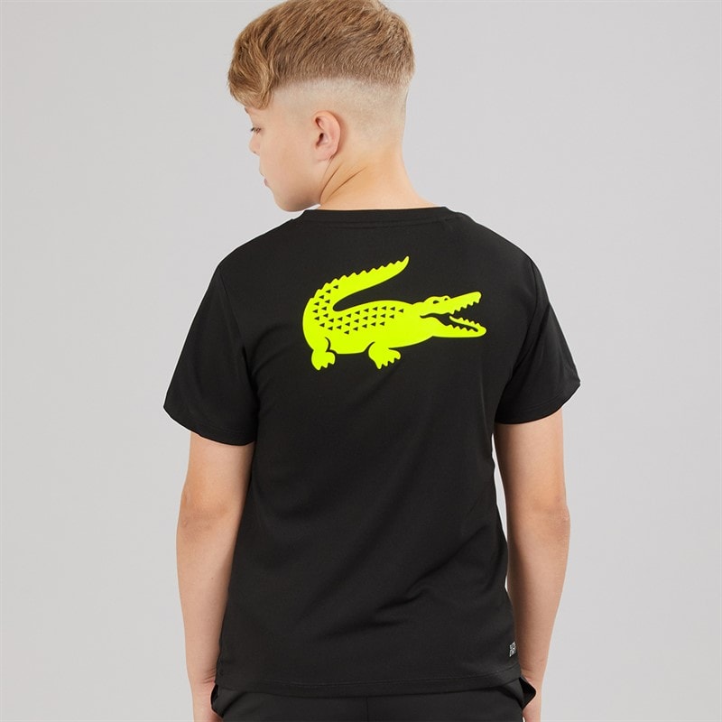 Lacoste Boys Stripe Croc T-Shirt Noir - Image 2
