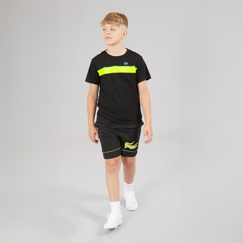 Lacoste Boys Stripe Croc T-Shirt Noir - Image 3