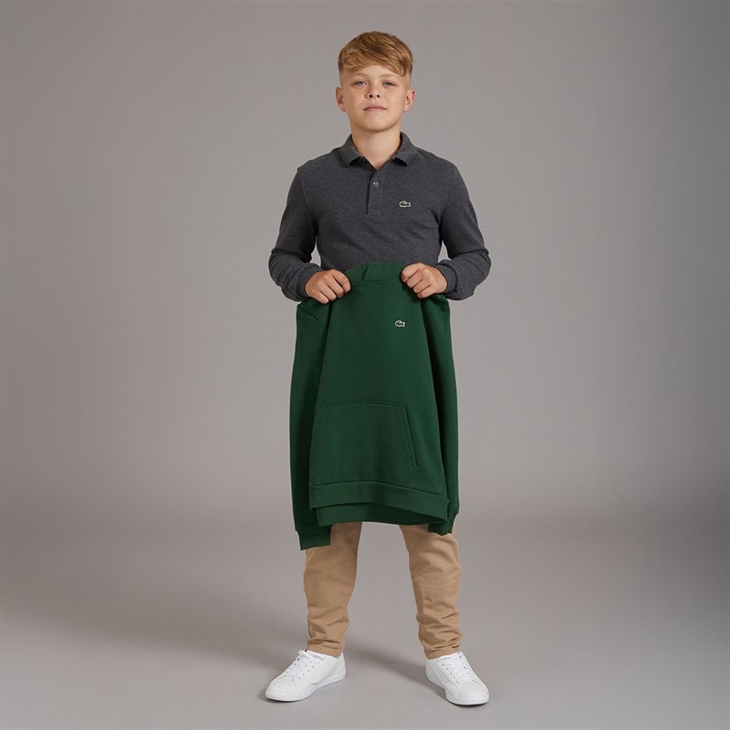 Lacoste Boys Core Fleece Hoodie Vert - Image 3