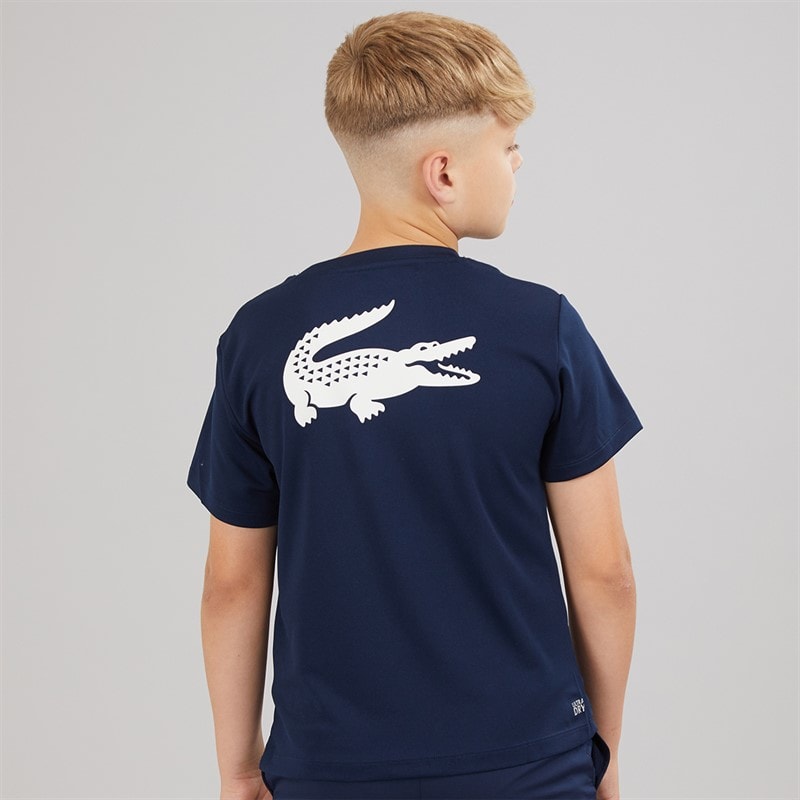 Lacoste Boys Stripe Croc T-Shirt Marine - Image 2