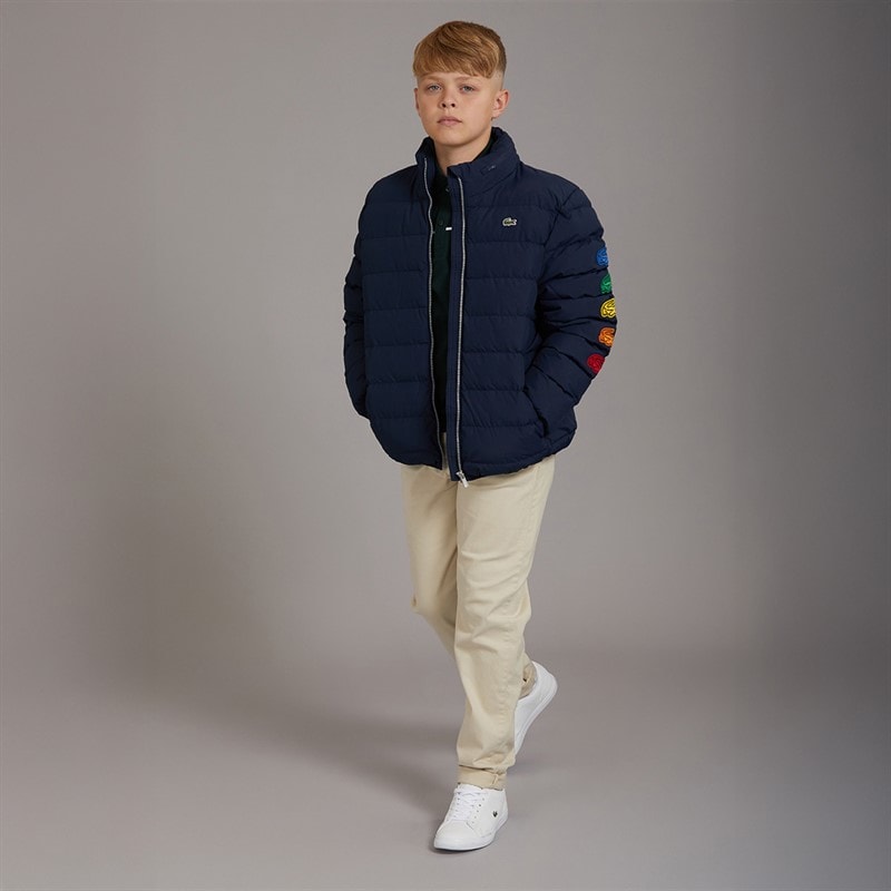 Lacoste Boys Croc Patches Puffer Jacket Marine - Image 4