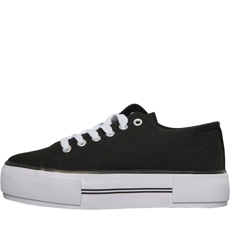 Loyalty And Faith Womens Millie Canvas Platform Trainers Black/White