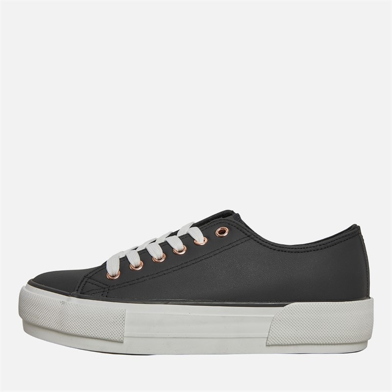 Loyalty And Faith Womens Millie PU Platform Trainers Black/Rose Gold - Image 1